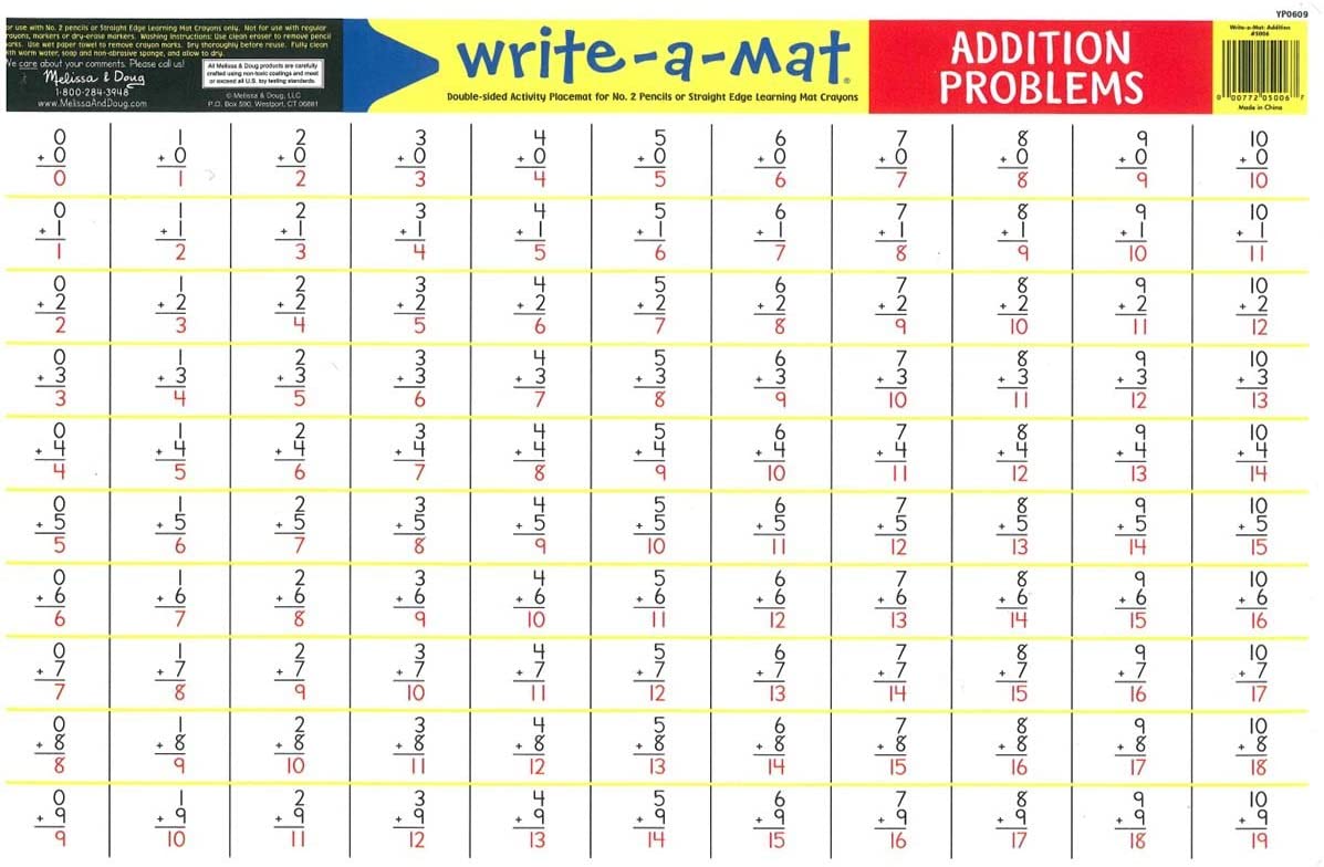 Melissa & Doug ADDITION PROBLEMS WRITE-A-MAT (BUNDLE OF 6) Melissa & Doug ADDITION PROBLEMS WRITE-A-MAT (BUNDLE OF 6)