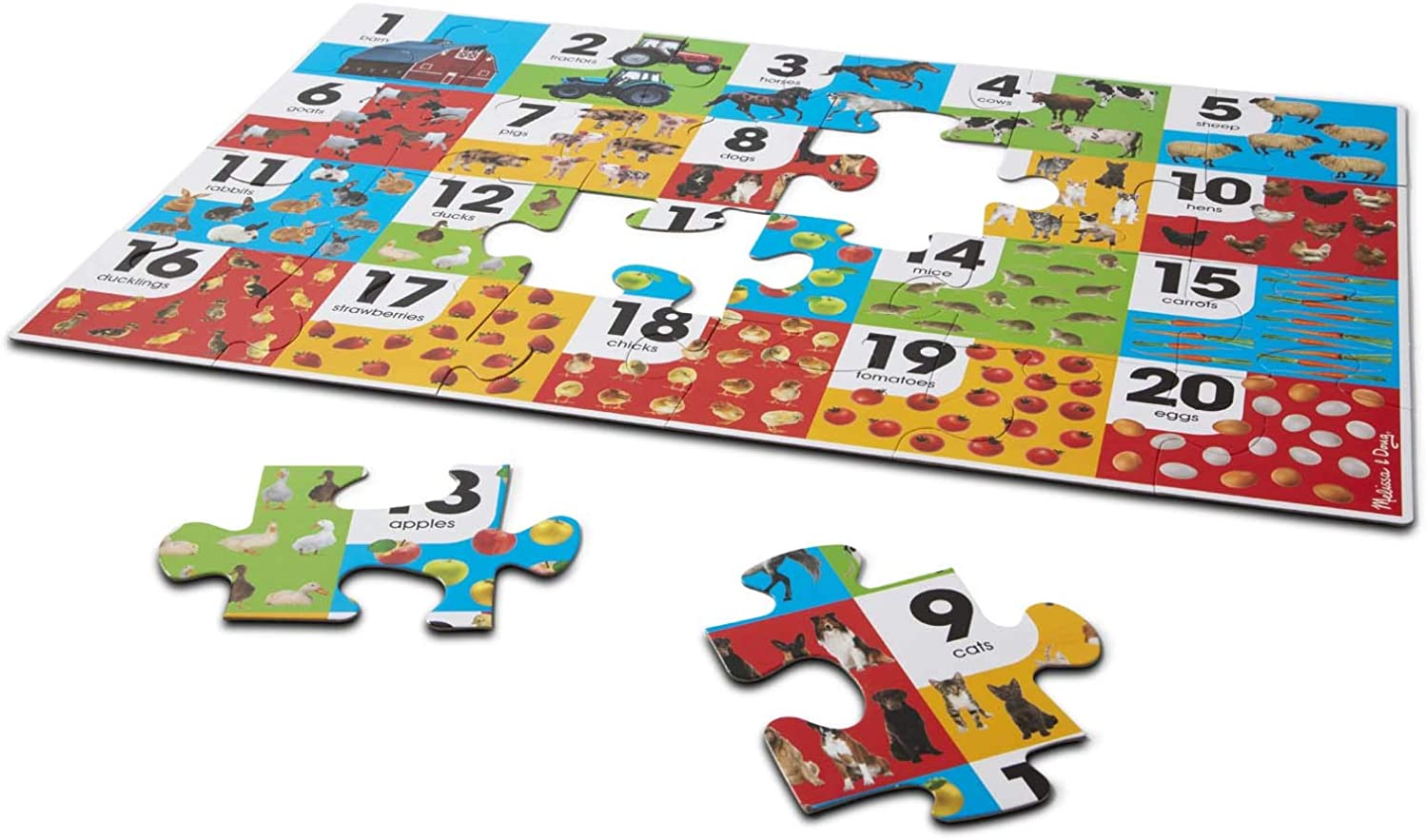 Melissa & Doug FARM NUMBER FLOOR PUZZLE (24 PC) - BambiniJO | Buy Online | Jordan
