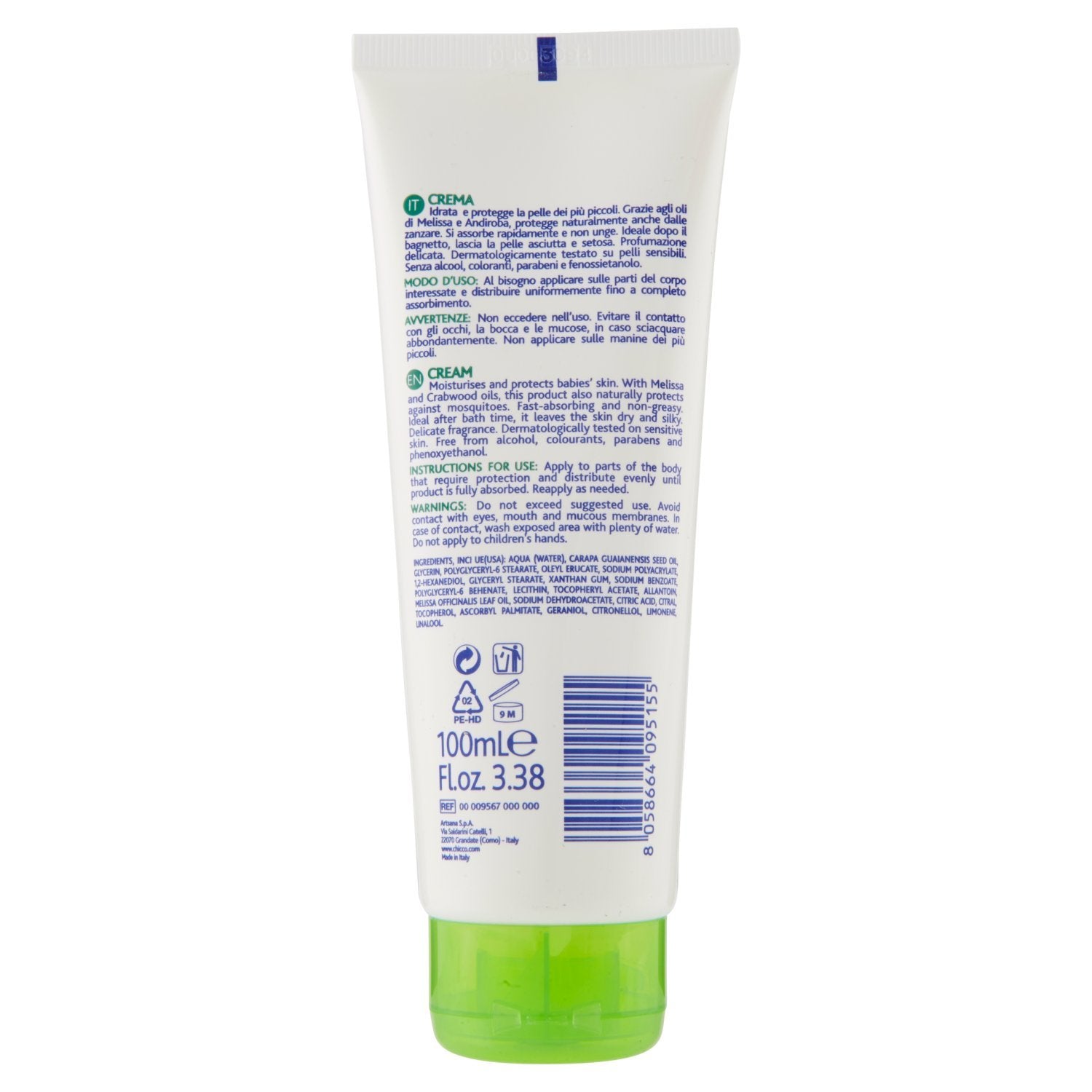 Chicco Moisturizing & Protective Mosquito Cream - 100ml Chicco Moisturizing & Protective Mosquito Cream - 100ml