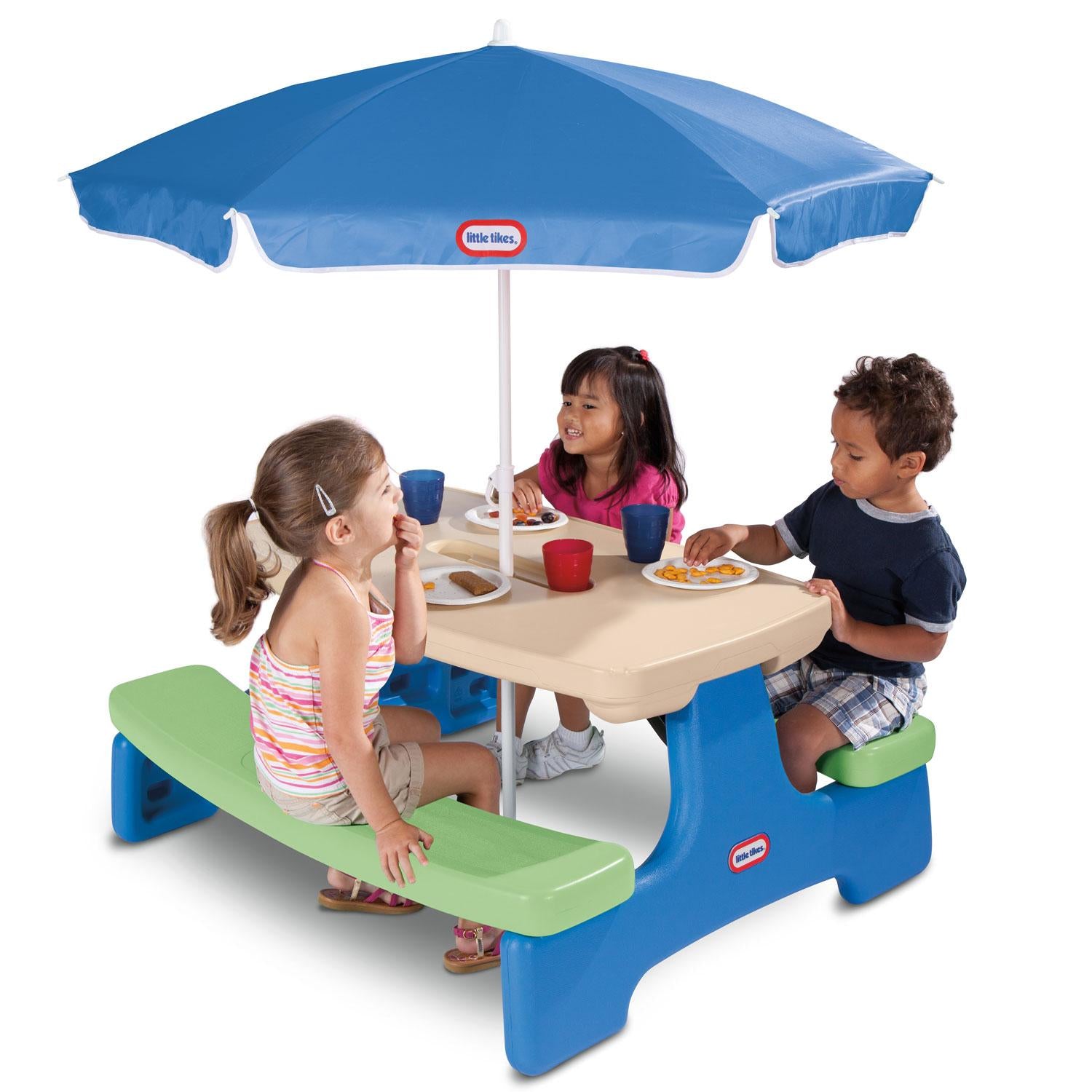 Little Tikes - Easy Store™ Picnic Table with Umbrella - Blue\Green - BambiniJO | Buy Online | Jordan
