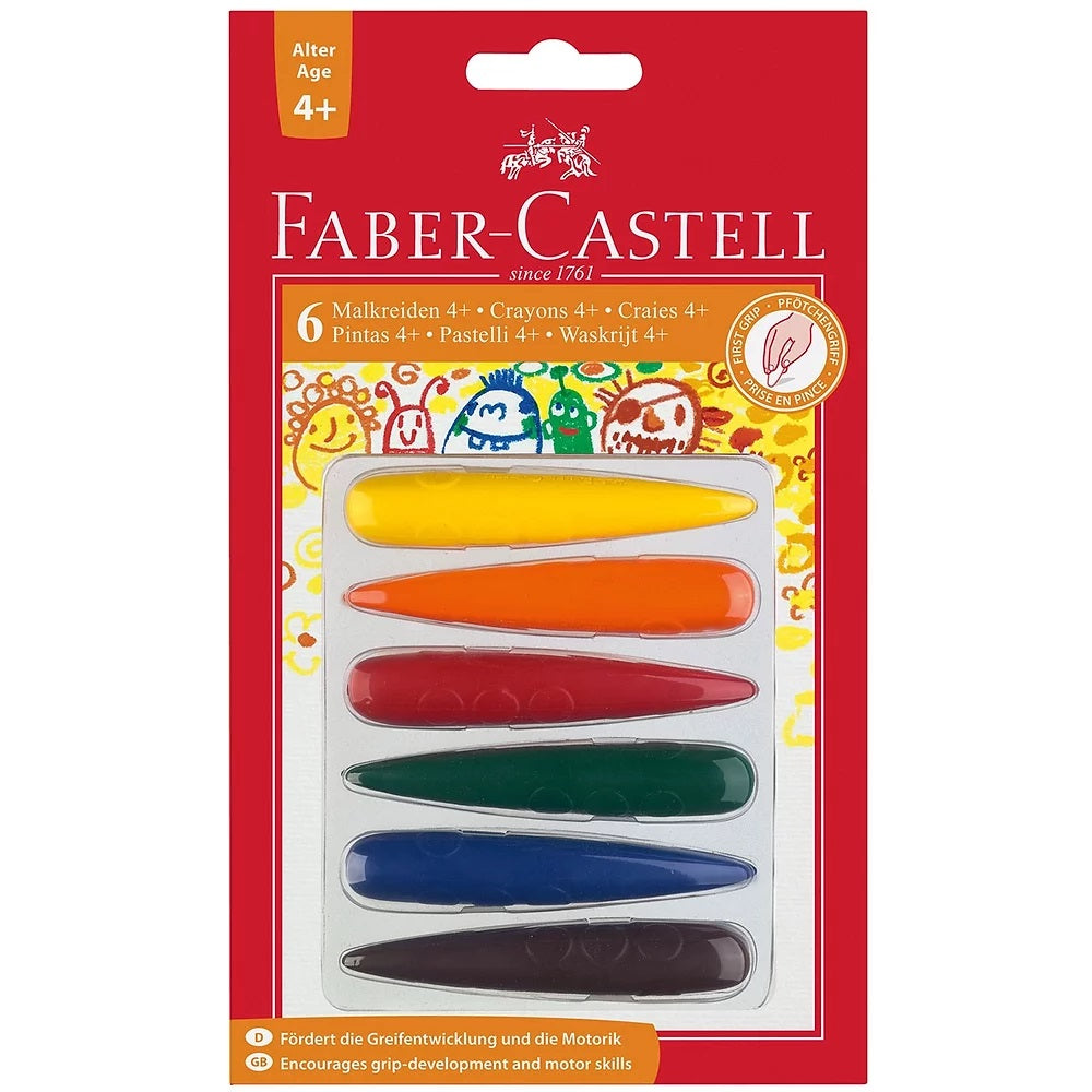 Faber Castell - Wax Crayons Early Grip box of 6 - BambiniJO
