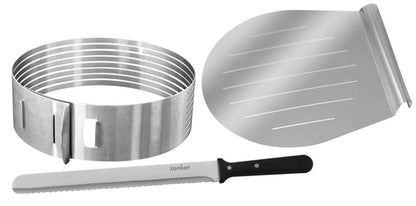 Zenker - "Patisserie" Stainless Steel Layer Cake Slicing Kit With 12" Serrated Knife, 3-Piece