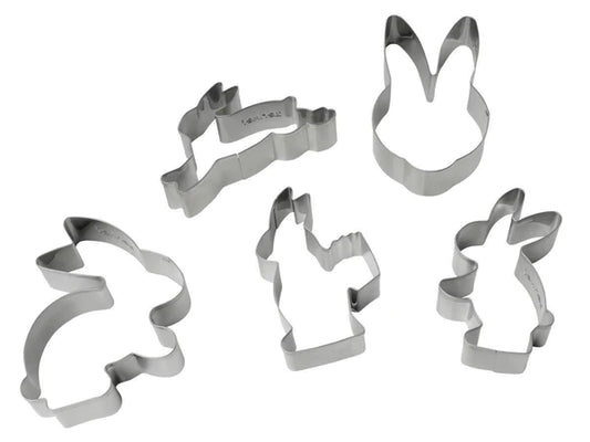 Zenker - Cookie Cutter Set Easter Bunny 5Pcs, 18/10 Steel, 9.3X5.8X2.6 cm