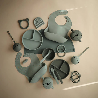 MUSHIE - Silicone Suction Plate - Cambridge Blue - BambiniJO | Buy Online | Jordan