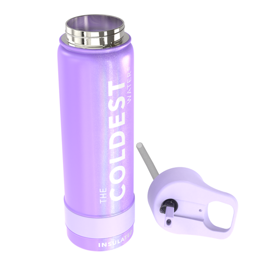 The Coldest Water Straw Sports Bottle 710ml 24oz Saturns Purple Glitter — BambiniJO Jordan