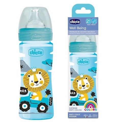 Chicco - WELL BEING BOTTLE 250ML 2M+ | MEDIUM FLOW | SILICONE NIPPLE Chicco - WELL BEING BOTTLE 250ML 2M+ | MEDIUM FLOW | SILICONE NIPPLE