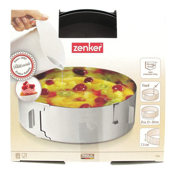 Zenker - Cake Ring With 2 Handles, "Patisserie", Stainless Steel, 15-30X7.5 cm