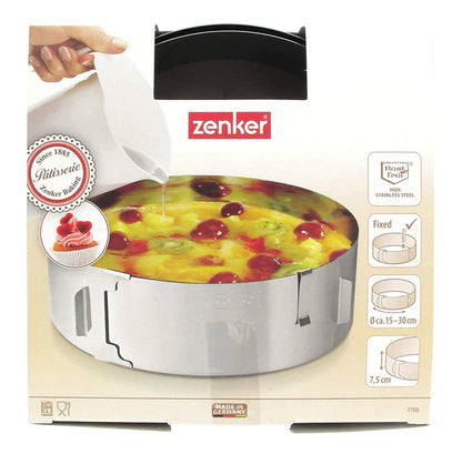 Zenker - Cake Ring With 2 Handles, "Patisserie", Stainless Steel, 15-30X7.5 cm