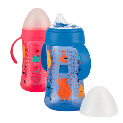 Suavinex - Bottle With Handles Non- Spill SPOUT 270ML +4M PINK - BambiniJO | Buy Online | Jordan