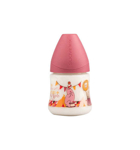 Suavinex - Anatomical Bottle 150ml - Pink Circus "Teat 1S Slow Flow" 0-6M - BambiniJO | Buy Online | Jordan
