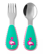 Load image into Gallery viewer, Zootensils Fork &amp; Spoon - Flamingo - BambiniJO