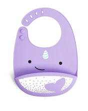 Load image into Gallery viewer, Zoo Fold &amp; Go Silicone Bib - Narwhal - BambiniJO