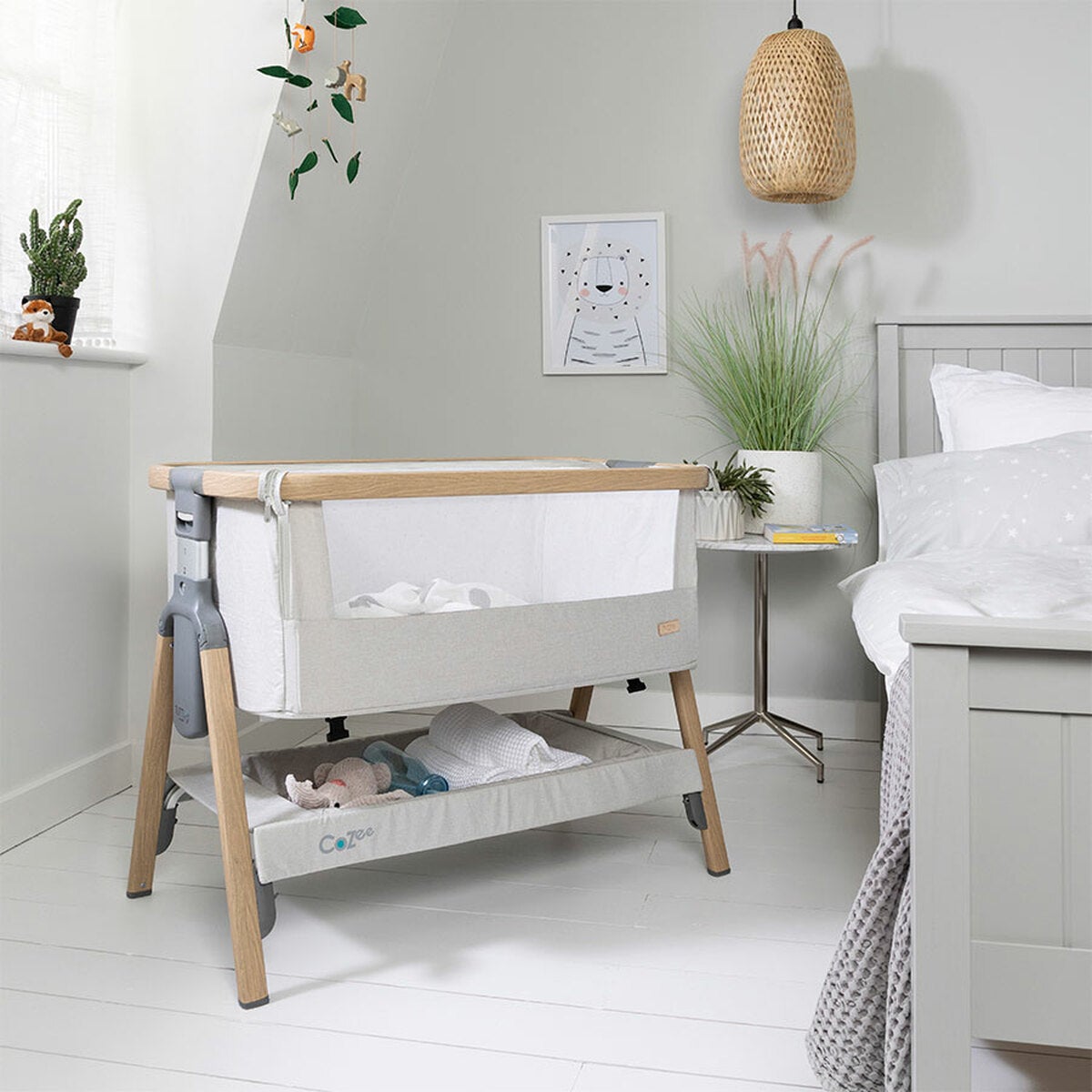 Tutti Bambini - CoZee Bedside Crib - Oak & Silver - BambiniJO | Buy Online | Jordan