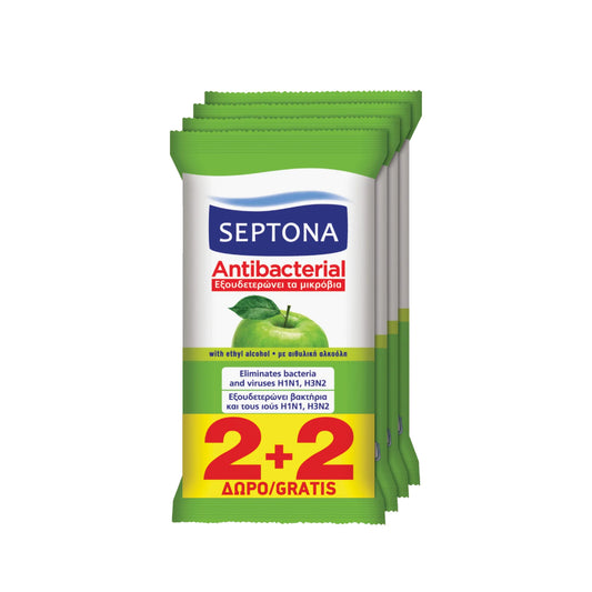 Septona Antibacterial Wipes GREEN APPLE 15pcs 2+2 - BambiniJO | Buy Online | Jordan