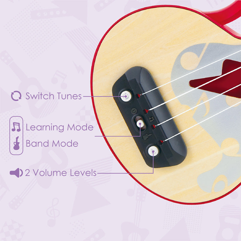 Hape - Learn with Lights Ukulele | Red Hape - Learn with Lights Ukulele | Red