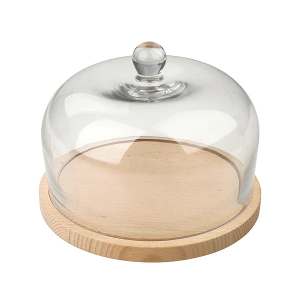 Fackelmann - Cheese Cover, Nature Beech, Glass Cover, Ø200X140 mm, 2 Parts