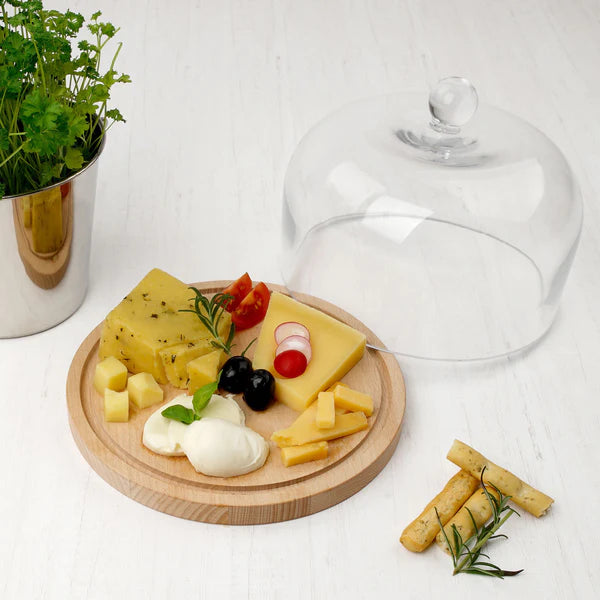 Fackelmann - Cheese Cover, Nature Beech, Glass Cover, Ø200X140 mm, 2 Parts Fackelmann - Cheese Cover, Nature Beech, Glass Cover, Ø200X140 mm, 2 Parts