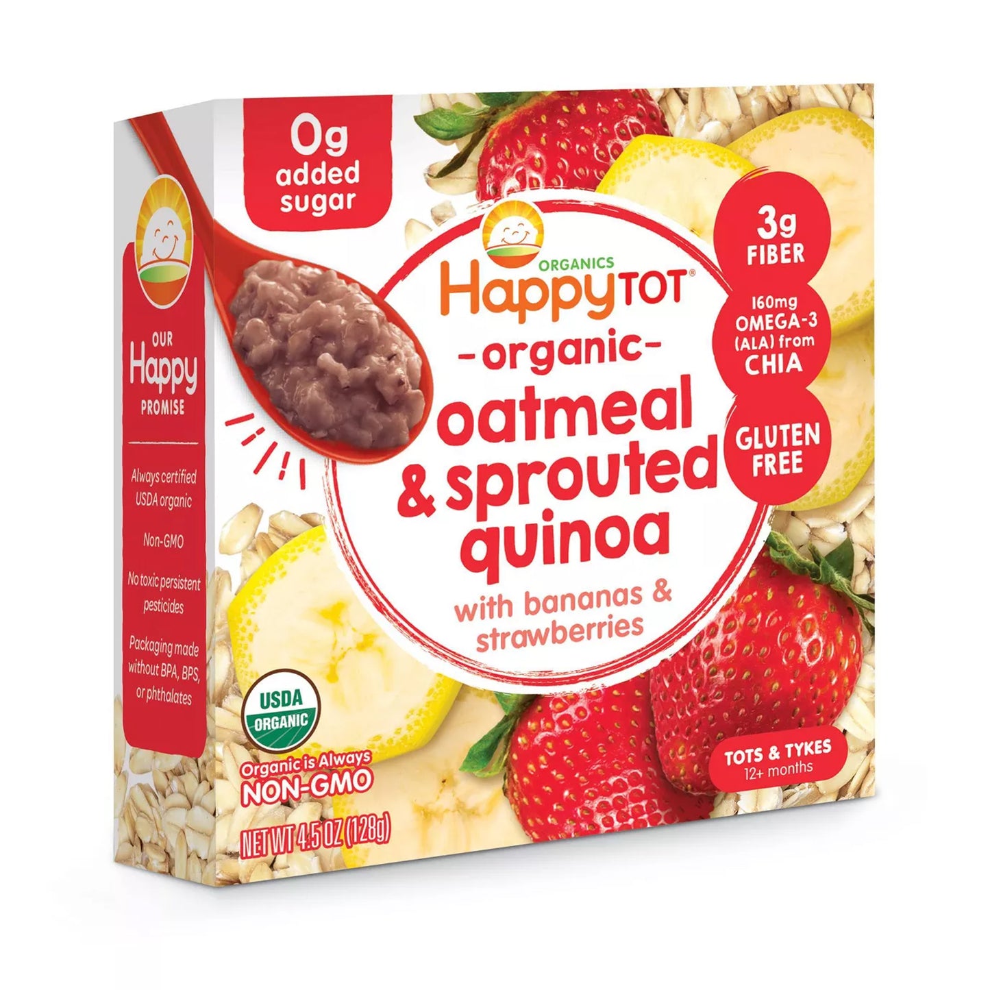 Happy Tot Organics Super Morning - Organic Oatmeal Sprouted Quinoa with Banana & Strawberry Bowl 128g - BambiniJO | Buy Online | Jordan