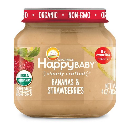 Organic Clearly Crafted Bananas & Strawberries Puree 113g -  4 Months + - BambiniJO