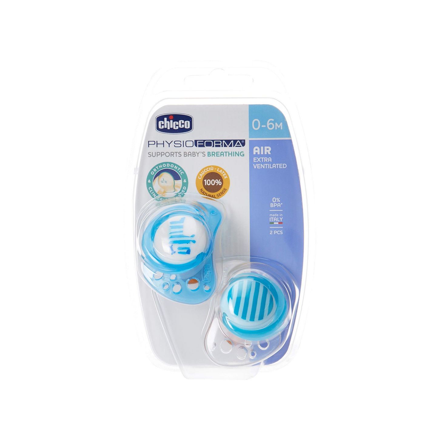 Chicco - Physio Air Latex Soother 0-6m - 2 pcs - BambiniJO | Buy Online | Jordan