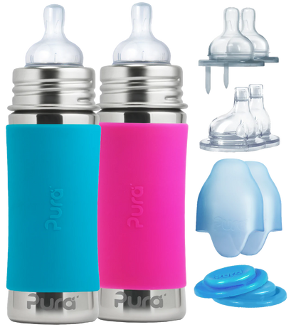 Pura - Infant Bottle Gift Set 325ml - Aqua/pink - 3-18M - non-insulated - BambiniJO | Buy Online | Jordan