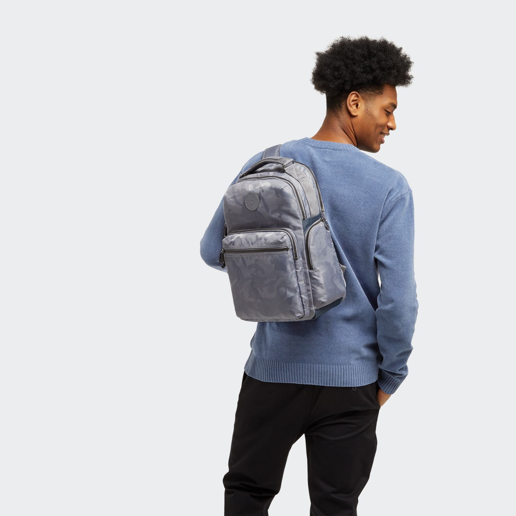 OSHO Large backpack with organizational pockets Grey Camo Jacquard - BambiniJO | Buy Online | Jordan