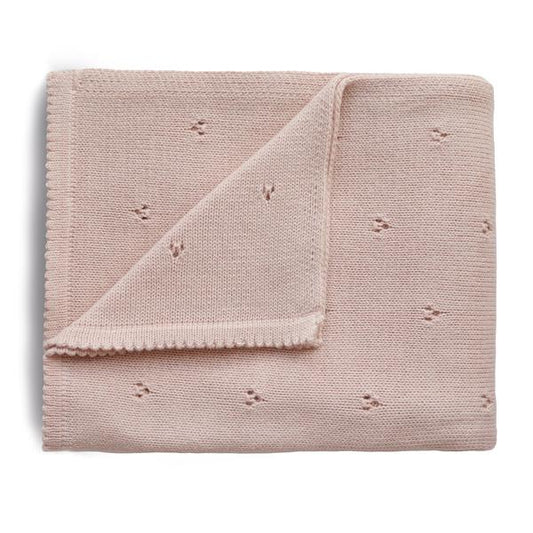 MUSHIE - Organic Knitted Pointelle Baby Blanket (Blush) - BambiniJO | Buy Online | Jordan