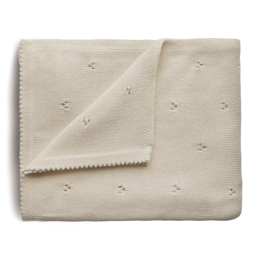 MUSHIE - Organic Knitted Pointelle Baby Blanket (Ivory) - BambiniJO | Buy Online | Jordan