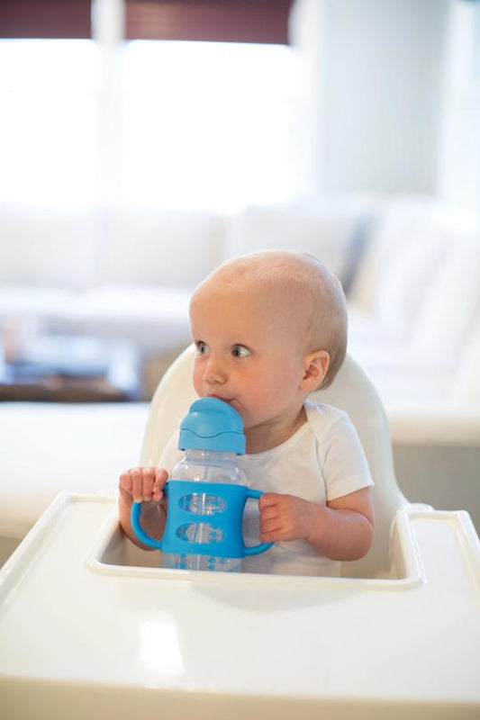 Dr. Brown's 270 ml Wide-Neck Weighted Sippy Bottle with Silicone Handles, Blue, 6m+ — BambiniJO Jordan