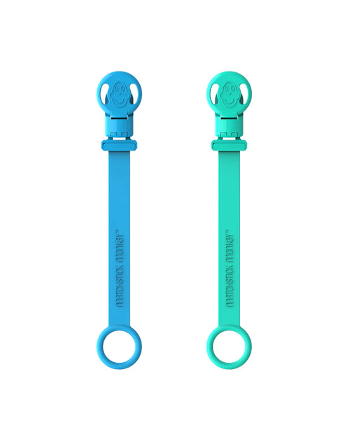 Matchstick Monkey - Blue & Green Double Soother Clips
