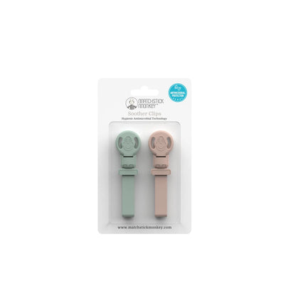 Matchstick Monkey - Mint Green & Dusty Pink Double Soother Clips
