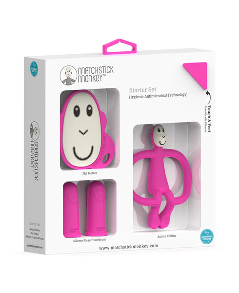 Matchstick Monkey - Pink teething Starter Kit