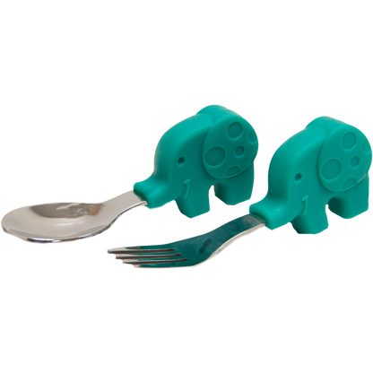 Silicone Palm Grasp Spoon & Fork Set | 18M+ - BambiniJO | Buy Online | Jordan