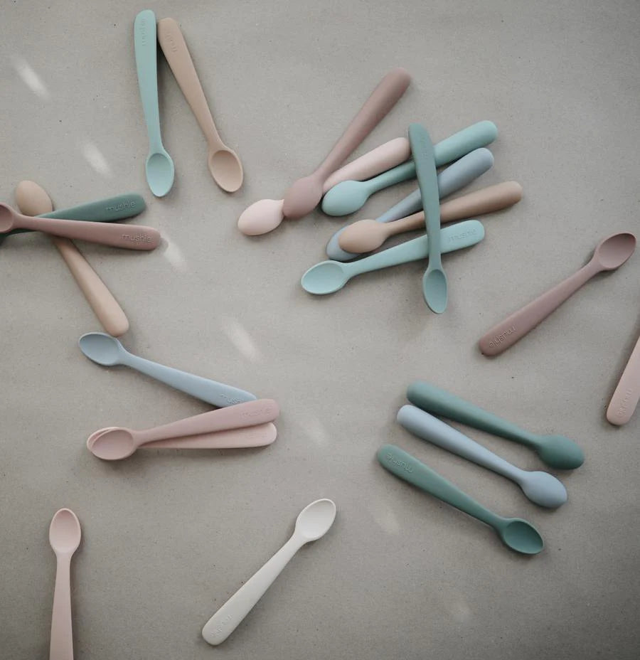 MUSHIE - Silicone Baby Spoons - Powder Blue - BambiniJO | Buy Online | Jordan