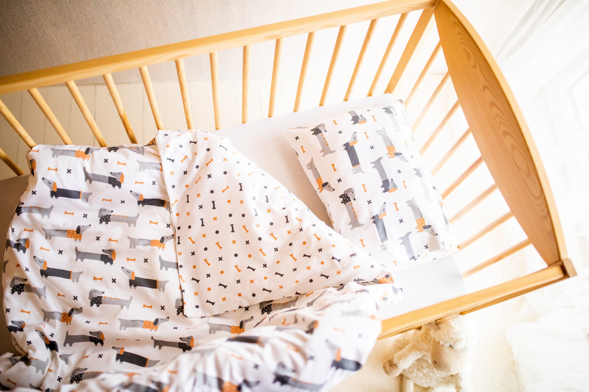 Organic Baby Duvet Cover Set - Double Sided | Dachshund | 100X150cm - BambiniJO | Buy Online | Jordan