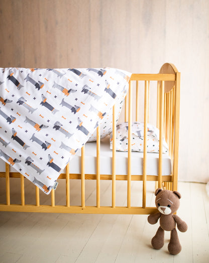 Organic Baby Duvet Cover Set - Double Sided | Dachshund | 100X150cm - BambiniJO | Buy Online | Jordan