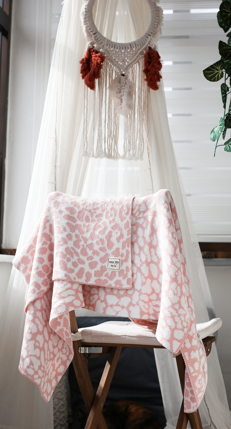 Organic Roseopard Double-Sided Knitwear Blanket - Leopard - BambiniJO | Buy Online | Jordan