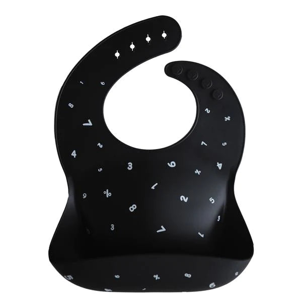 Silicone Baby Bib - Numbers Black Silicone Baby Bib - Numbers Black