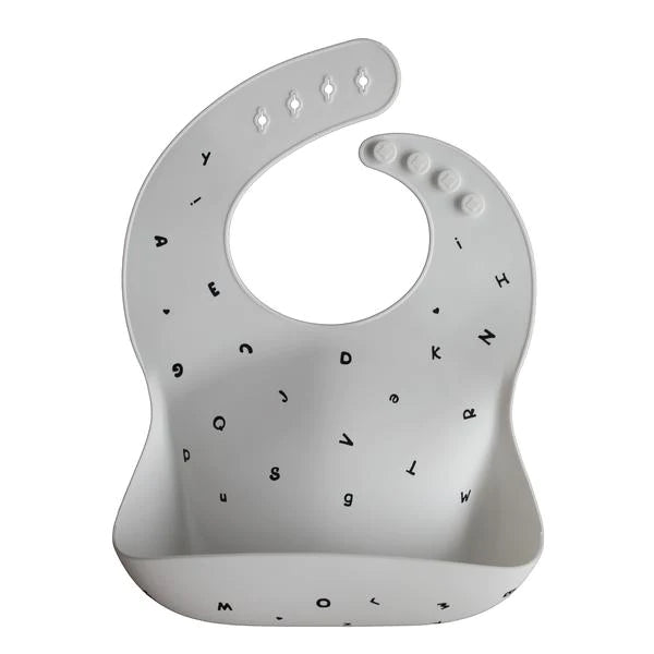 Silicone Baby Bib - Letters White Silicone Baby Bib - Letters White