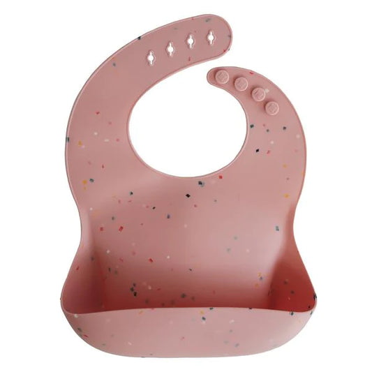 Silicone Baby Bib - Powder Pink Confetti - BambiniJO | Buy Online | Jordan
