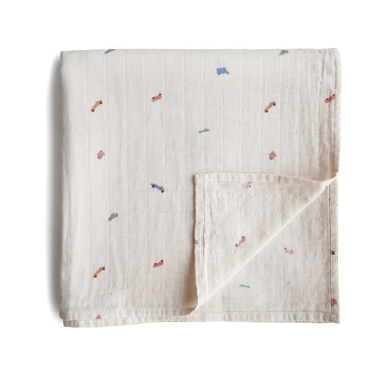 MUSHIE - Muslin Swaddle Blanket Organic Cotton - Cars - BambiniJO | Buy Online | Jordan