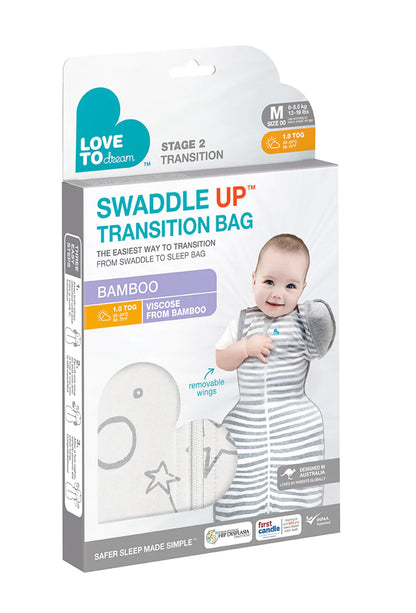 Love To Dream - Swaddle UP™ Transition Bag Bamboo Original 1.0 TOG Stars and Moon Cream - Medium