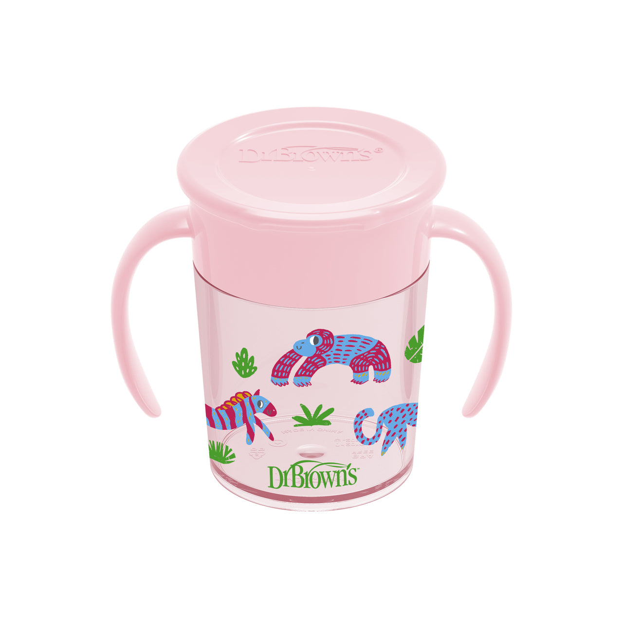 Dr. Brown's Cheers 360 Spoutless Training Cup with lid Pink Animals, 6m+, 200ml - BambiniJO | Buy Online | Jordan
