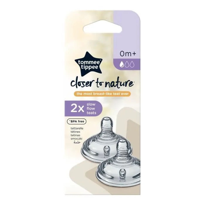 Tommee Tippee Closer To Nature Slow Flow (0m+) Teats x2 Tommee Tippee Closer To Nature Slow Flow (0m+) Teats x2
