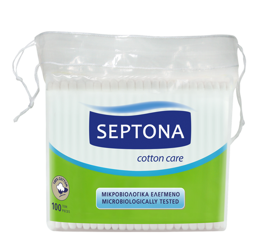 Septona Cotton Buds 100pcs - Plastic Bag With String - BambiniJO | Buy Online | Jordan