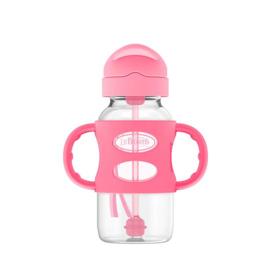 Dr. Brown's 270 ml Wide-Neck Weighted Sippy Bottle with Silicone Handles, Pink, 6m+ - BambiniJO | Buy Online | Jordan