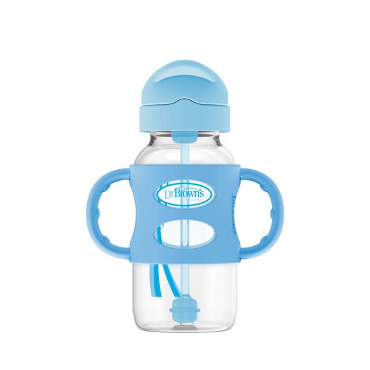 Dr. Brown's 270 ml Wide-Neck Weighted Sippy Bottle with Silicone Handles, Blue, 6m+ - BambiniJO | Buy Online | Jordan