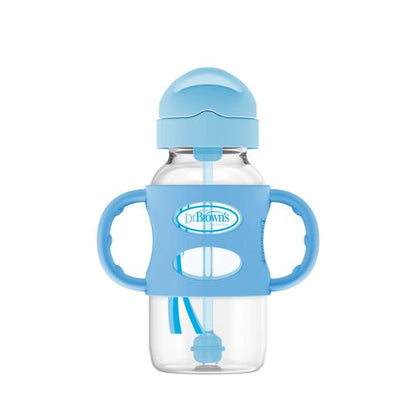 Dr. Brown's 270 ml Wide-Neck Weighted Sippy Bottle with Silicone Handles, Blue, 6m+ - BambiniJO | Buy Online | Jordan