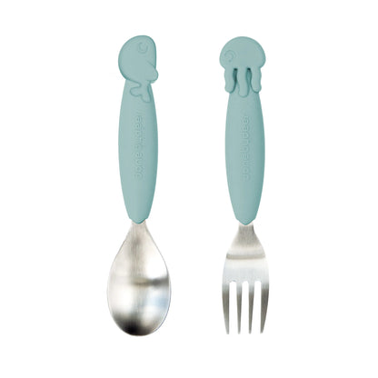 YummyPlus Spoon & Fork Set Sea Friends Blue - BambiniJO | Buy Online | Jordan