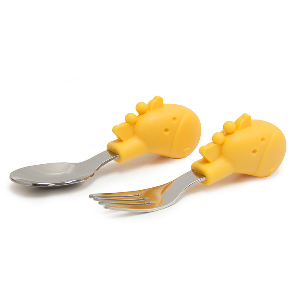 Silicone Palm Grasp Spoon & Fork Set | 18M+ Silicone Palm Grasp Spoon & Fork Set | 18M+